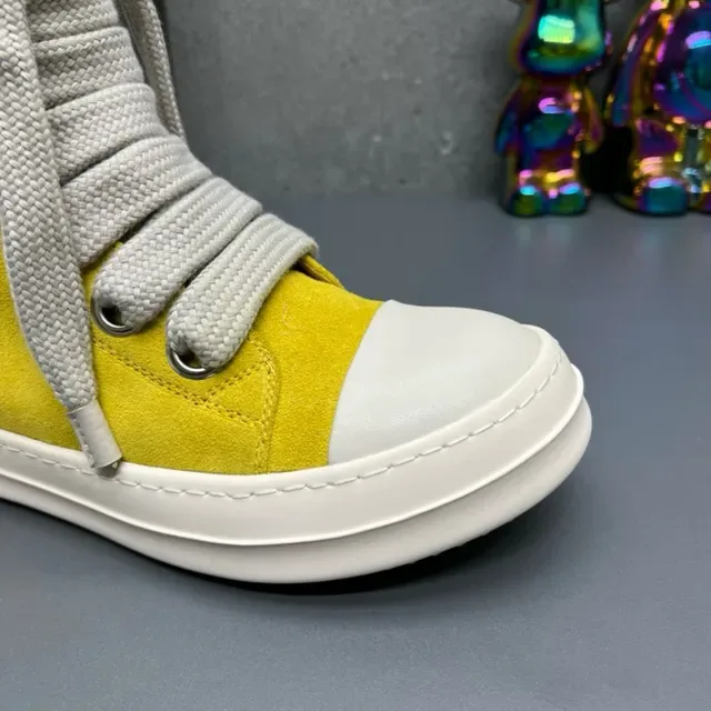 Yellow Suede High-Top Zipper Sneakers 2