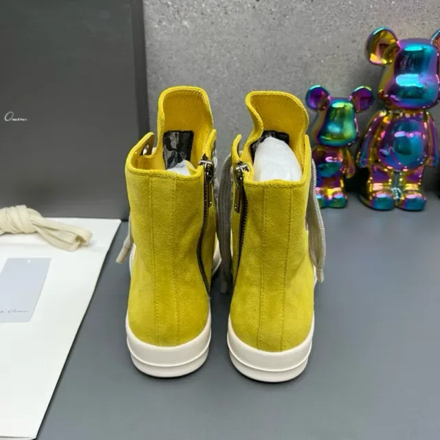 Yellow Suede High-Top Zipper Sneakers 4