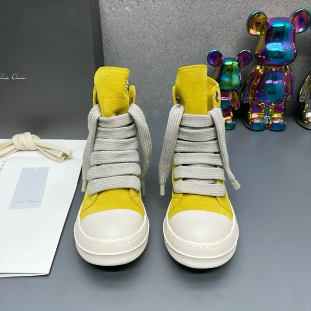 Yellow Suede High-Top Zipper Sneakers 6
