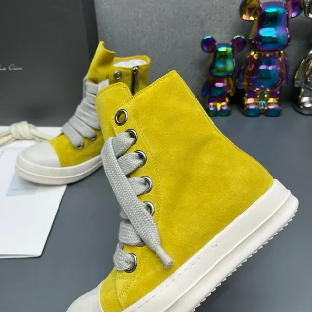 Yellow Suede High-Top Zipper Sneakers 7