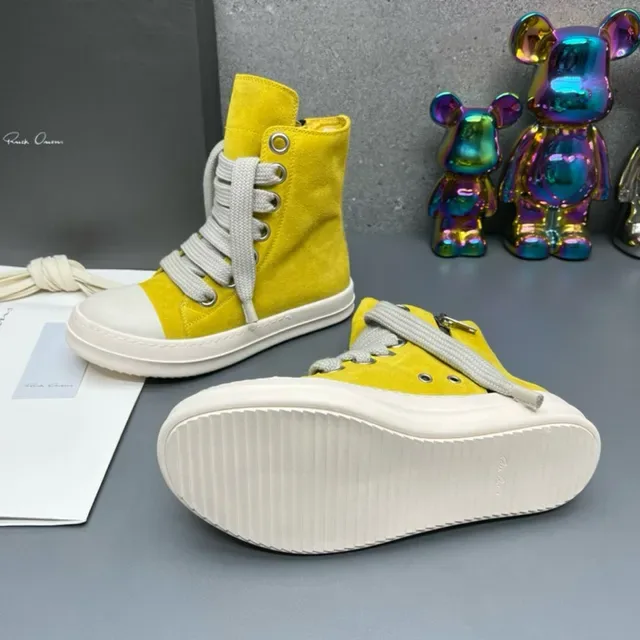 Yellow Suede High-Top Zipper Sneakers 8