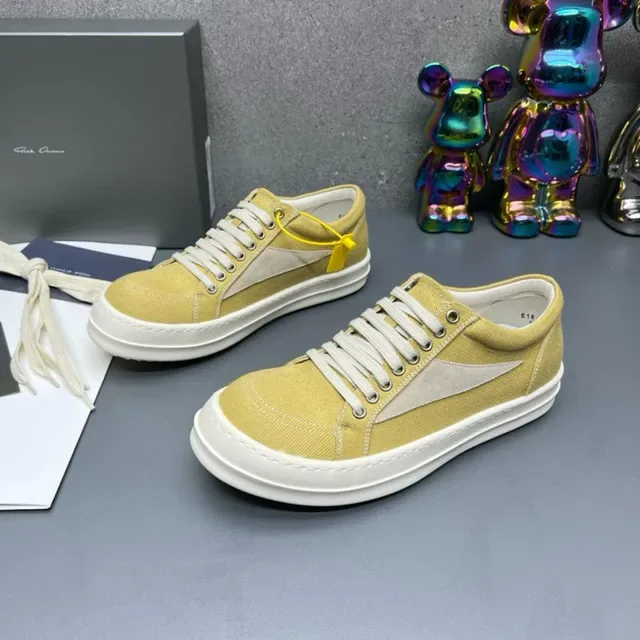 Yellow White Canvas Upper Contrast Side Panel Sneakers 2