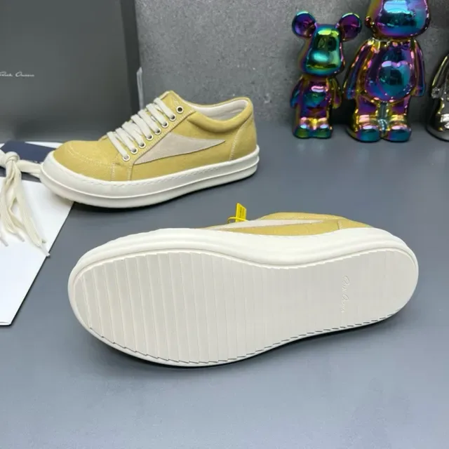 Yellow White Canvas Upper Contrast Side Panel Sneakers 3
