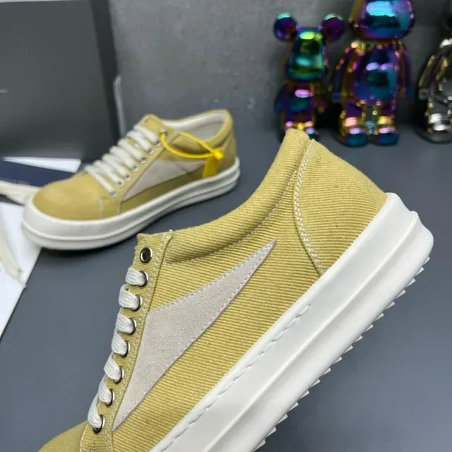 Yellow White Canvas Upper Contrast Side Panel Sneakers 6