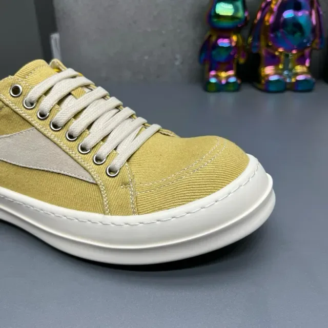 Yellow White Canvas Upper Contrast Side Panel Sneakers 7