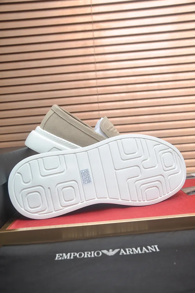 Giorgio Armani Beige White Suede Upper Embossed Vamp Panel Loafer 3