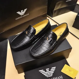 Giorgio Armani Croc-Embossed Leather Buckle Loafers