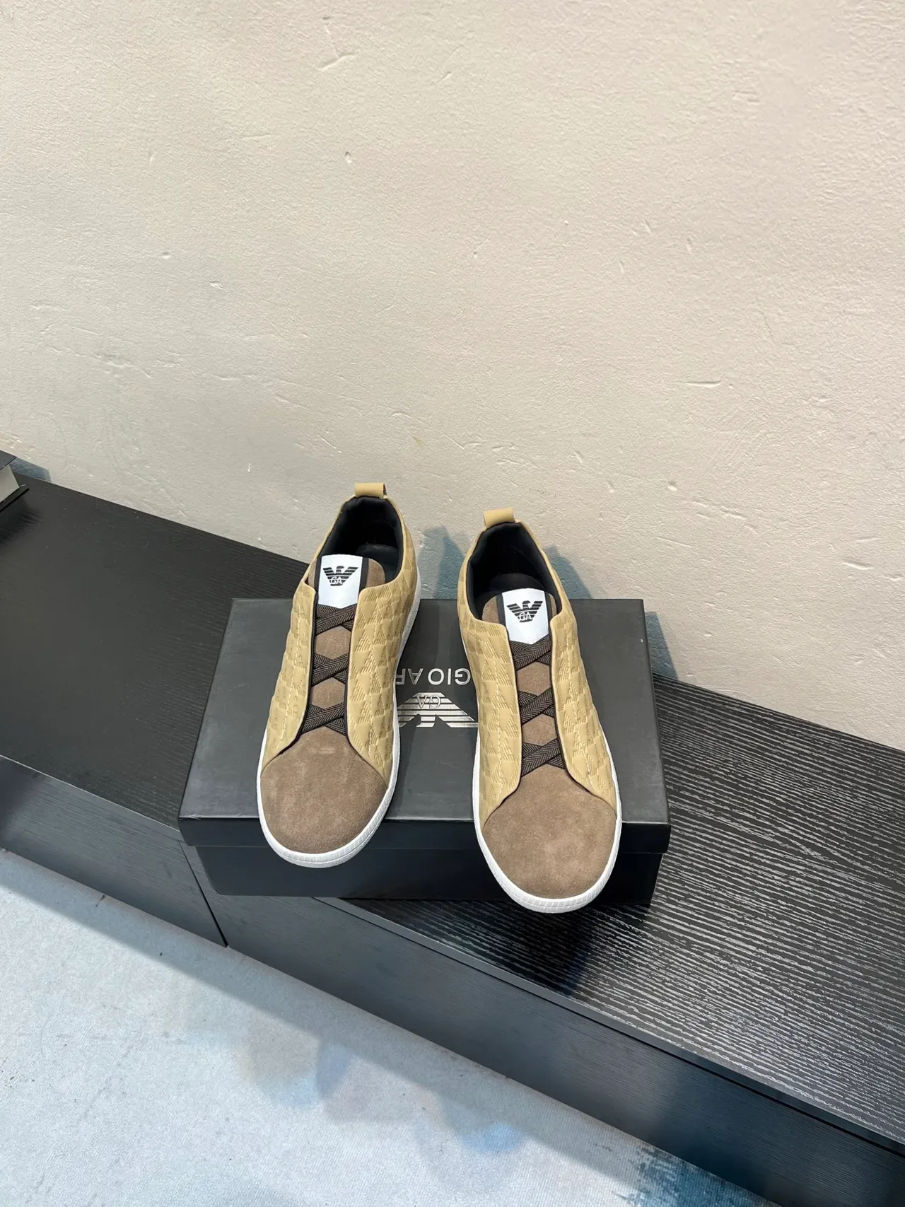 Giorgio Armani Quilted Eagle Motif Slip-On Lifestyle Sneakers 2