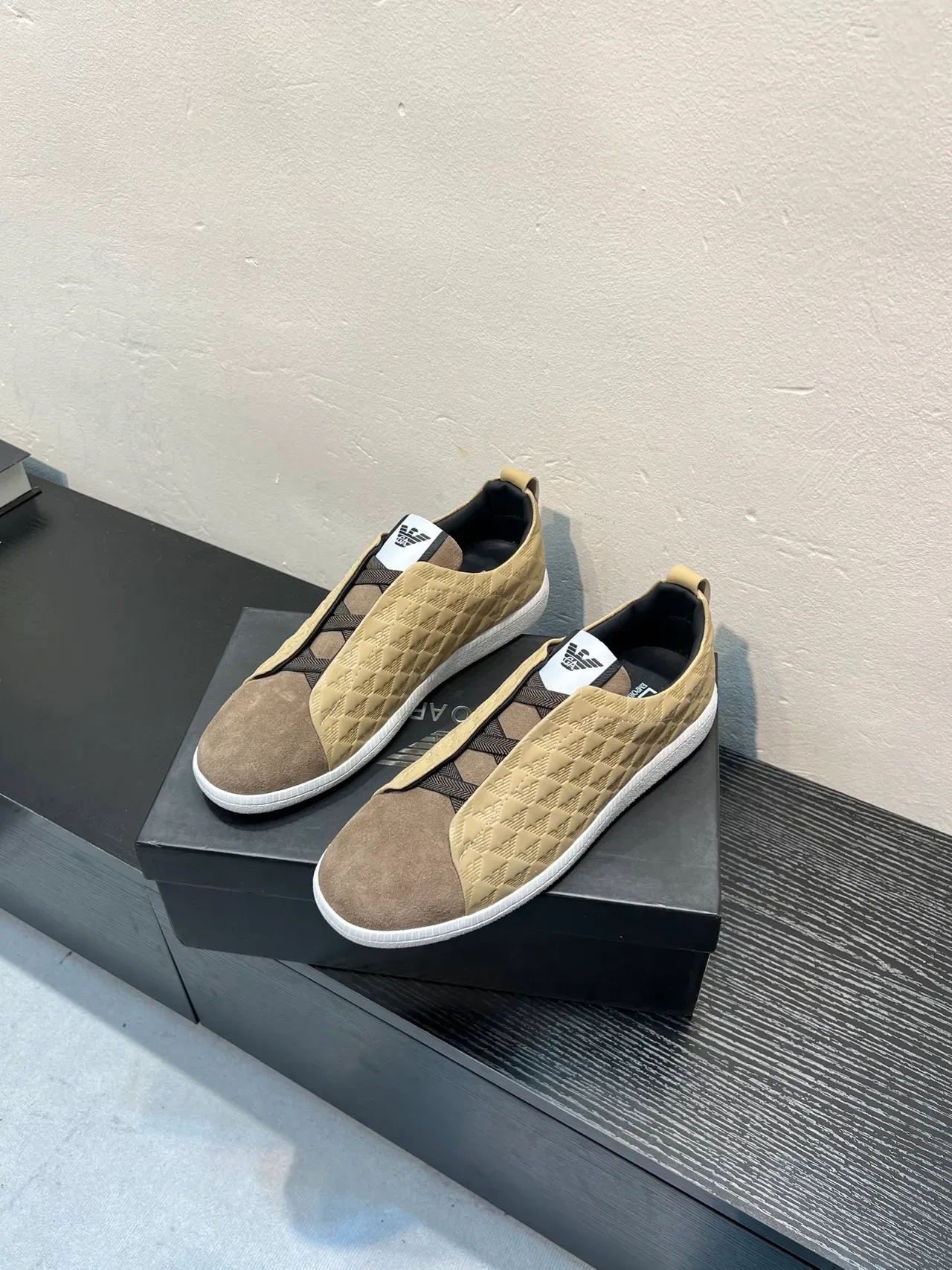 Giorgio Armani Quilted Eagle Motif Slip-On Lifestyle Sneakers 3