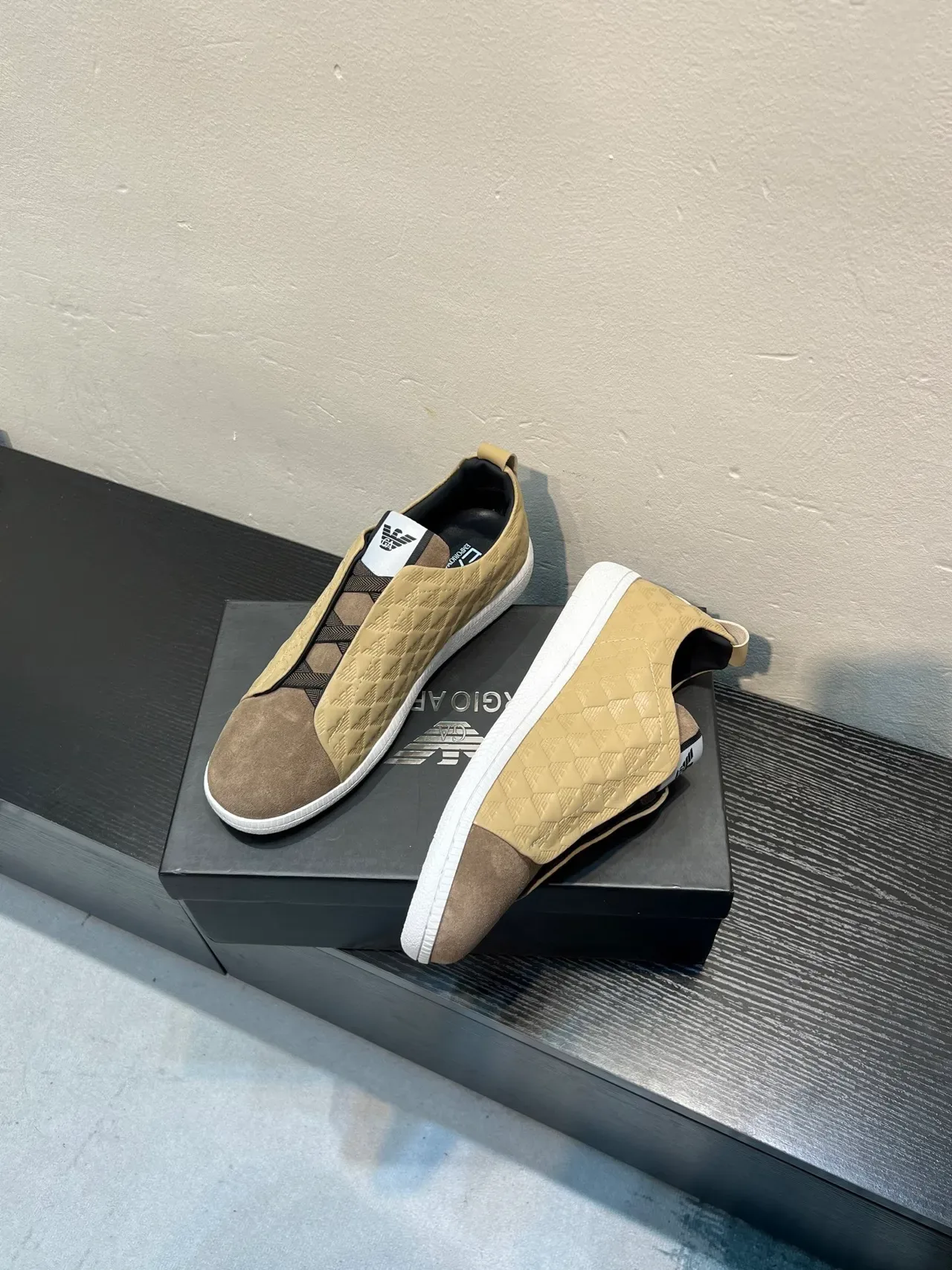 Giorgio Armani Quilted Eagle Motif Slip-On Lifestyle Sneakers 4