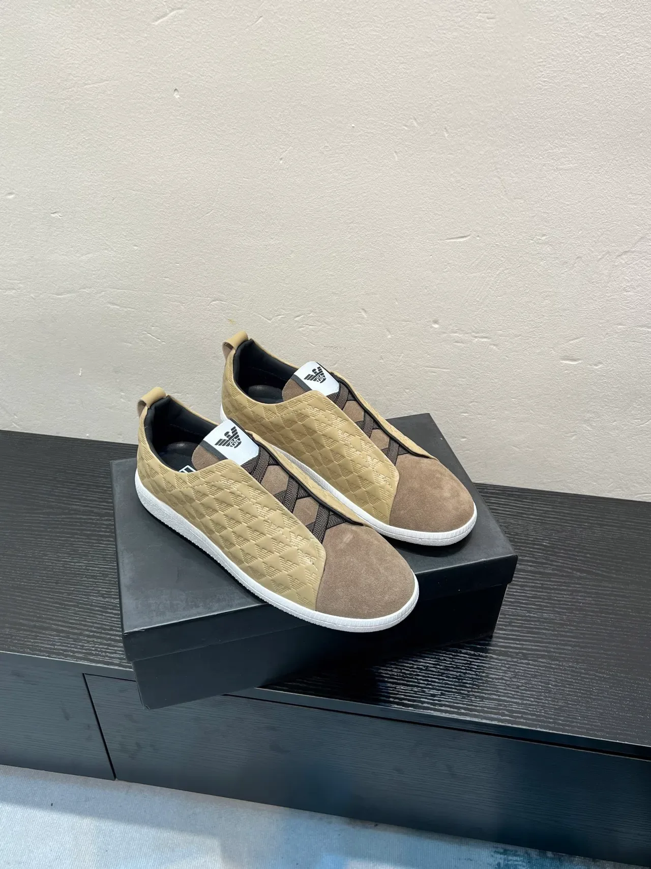 Giorgio Armani Quilted Eagle Motif Slip-On Lifestyle Sneakers 5