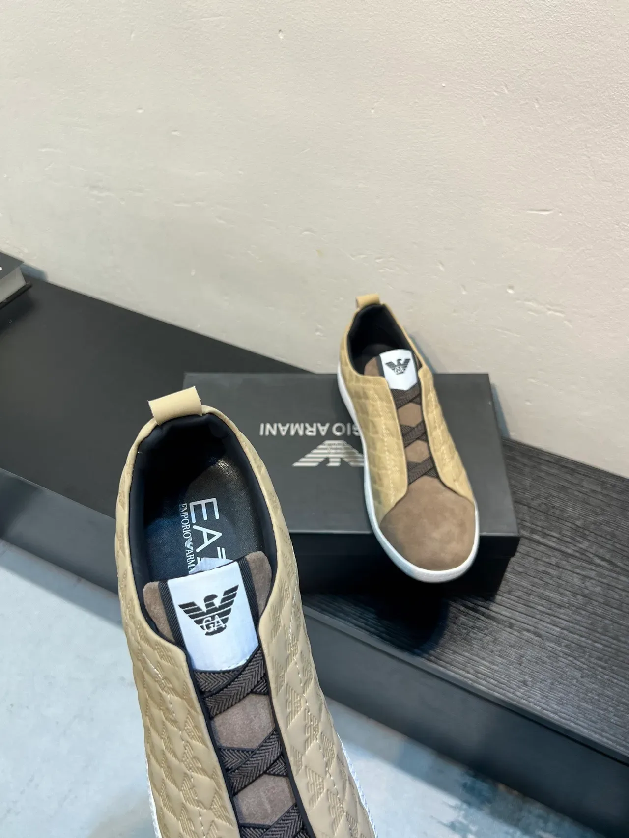 Giorgio Armani Quilted Eagle Motif Slip-On Lifestyle Sneakers 7