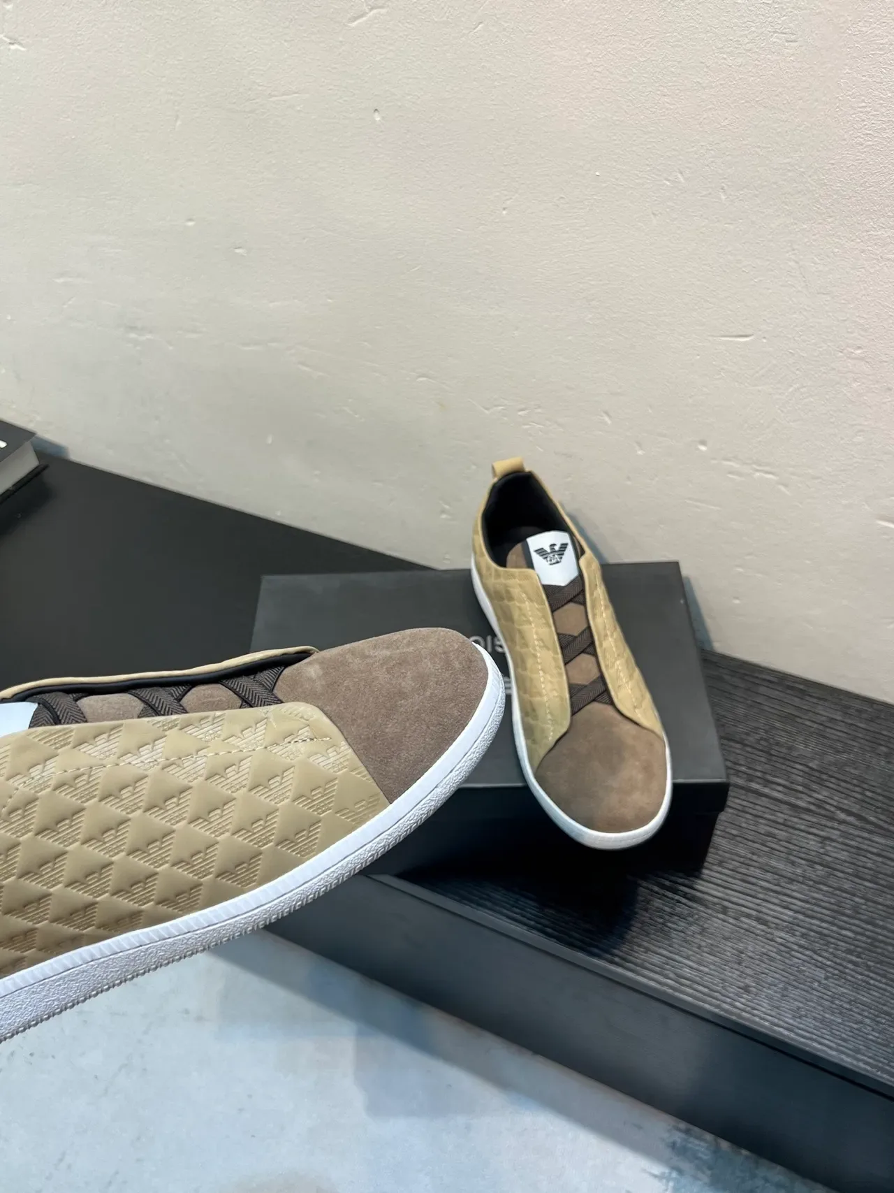 Giorgio Armani Quilted Eagle Motif Slip-On Lifestyle Sneakers 8