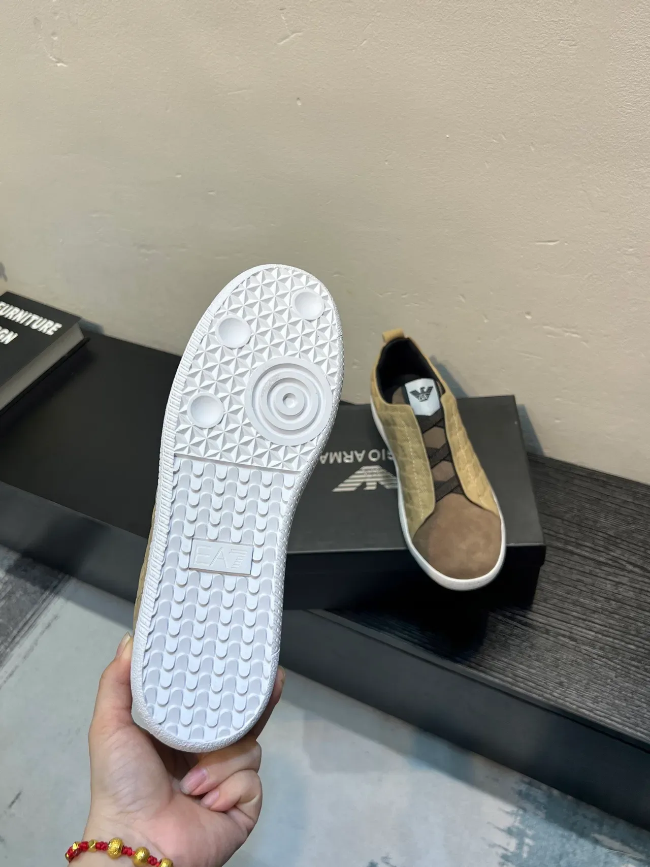 Giorgio Armani Quilted Eagle Motif Slip-On Lifestyle Sneakers 9