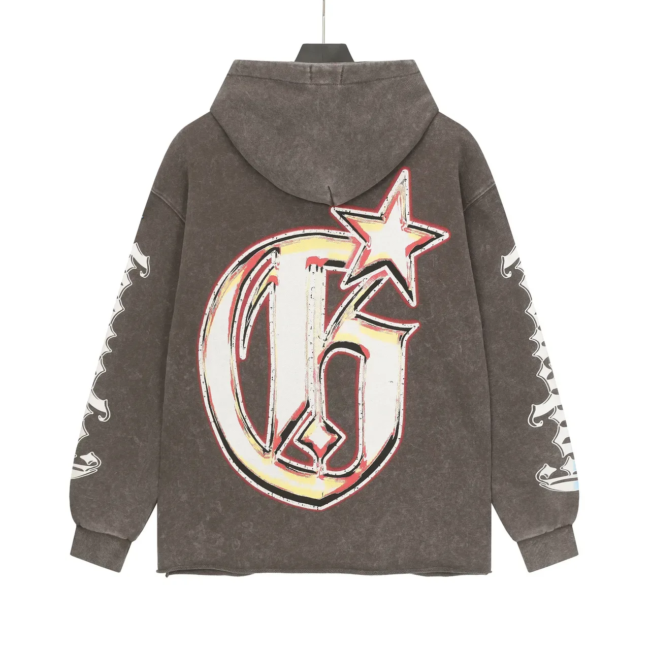 Godspeed Preto Azul Oversized Fit Distressed Raw Hem Hoodie 3