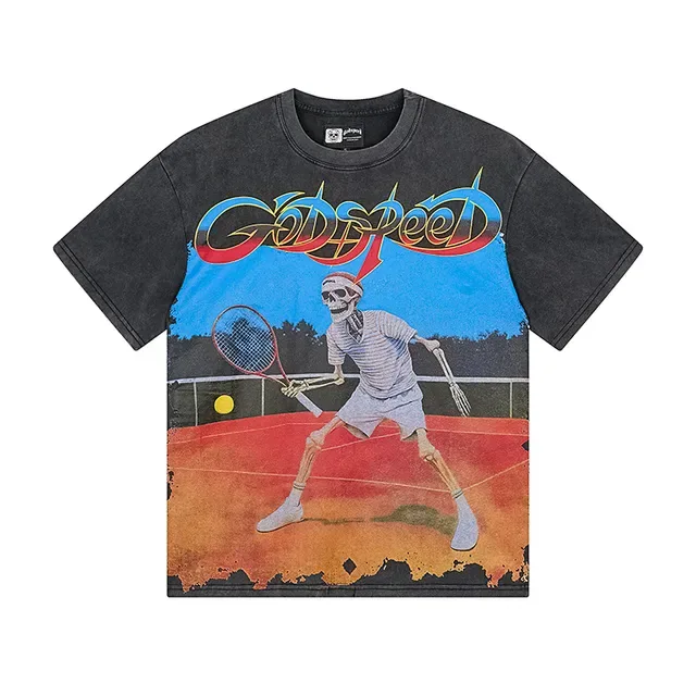 Godspeed Distressed Black Graphic Print T-Shirt 2
