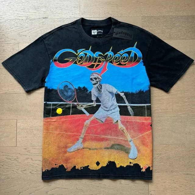 Godspeed Distressed Black Graphic Print T-Shirt 5