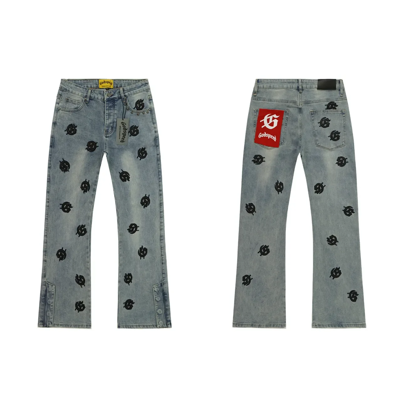 Godspeed Jeans Acampanados con Logo Bordado Integral 2
