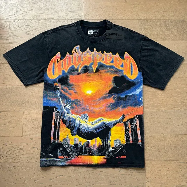 Godspeed Graphic Print Distressed Black T-Shirt 5