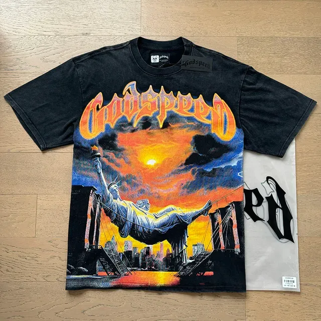 Godspeed Graphic Print Distressed Black T-Shirt 6