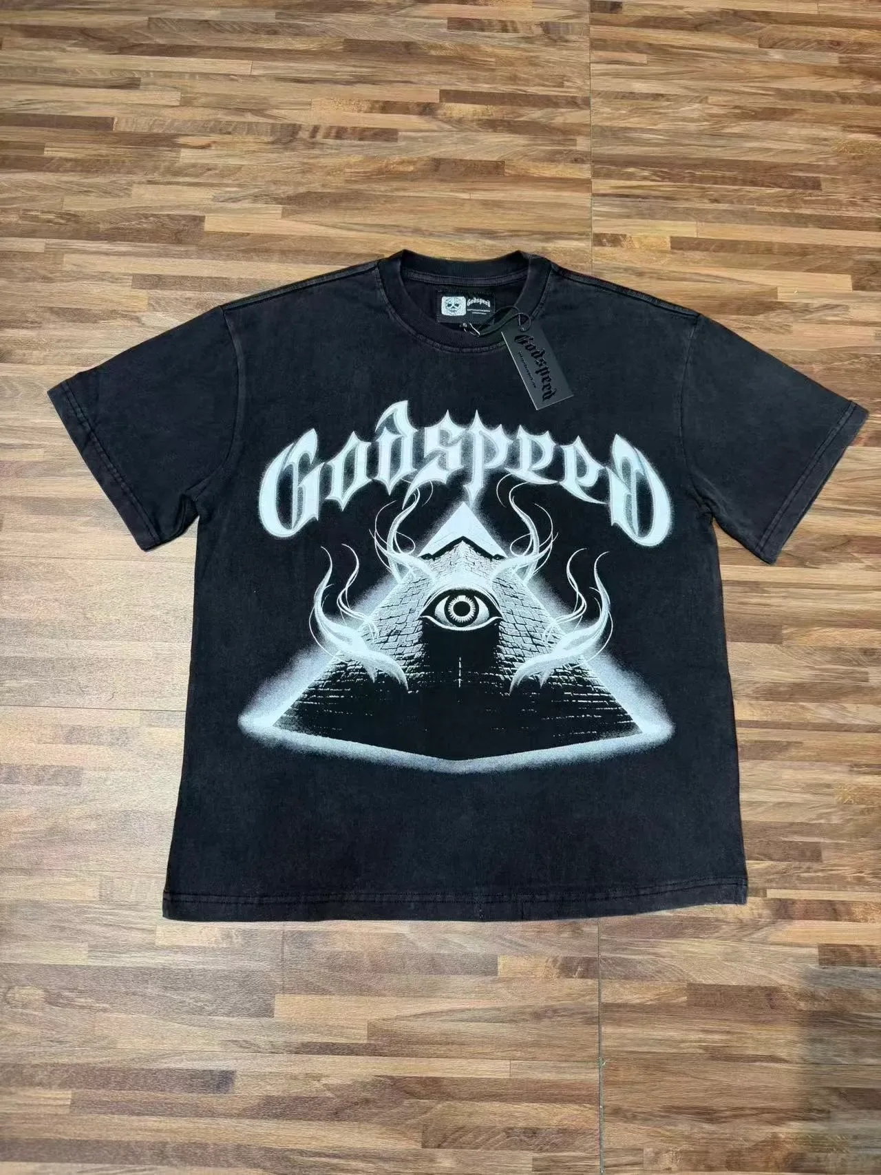 Godspeed Pyramid Eye Graphic Washed Black T-Shirt 2