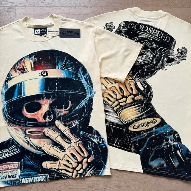 Godspeed Racing Skull Graphic Print T-Shirt 4