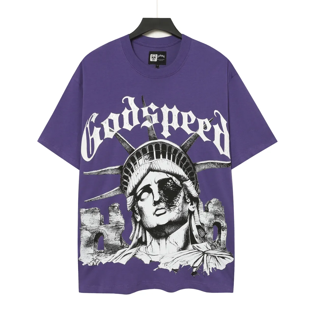 Godspeed Statue of Liberty Graphic Purple T-Shirt 2