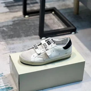 Golden Goose Super-Star White and Beige Strap-Closure Lifestyle Sneaker