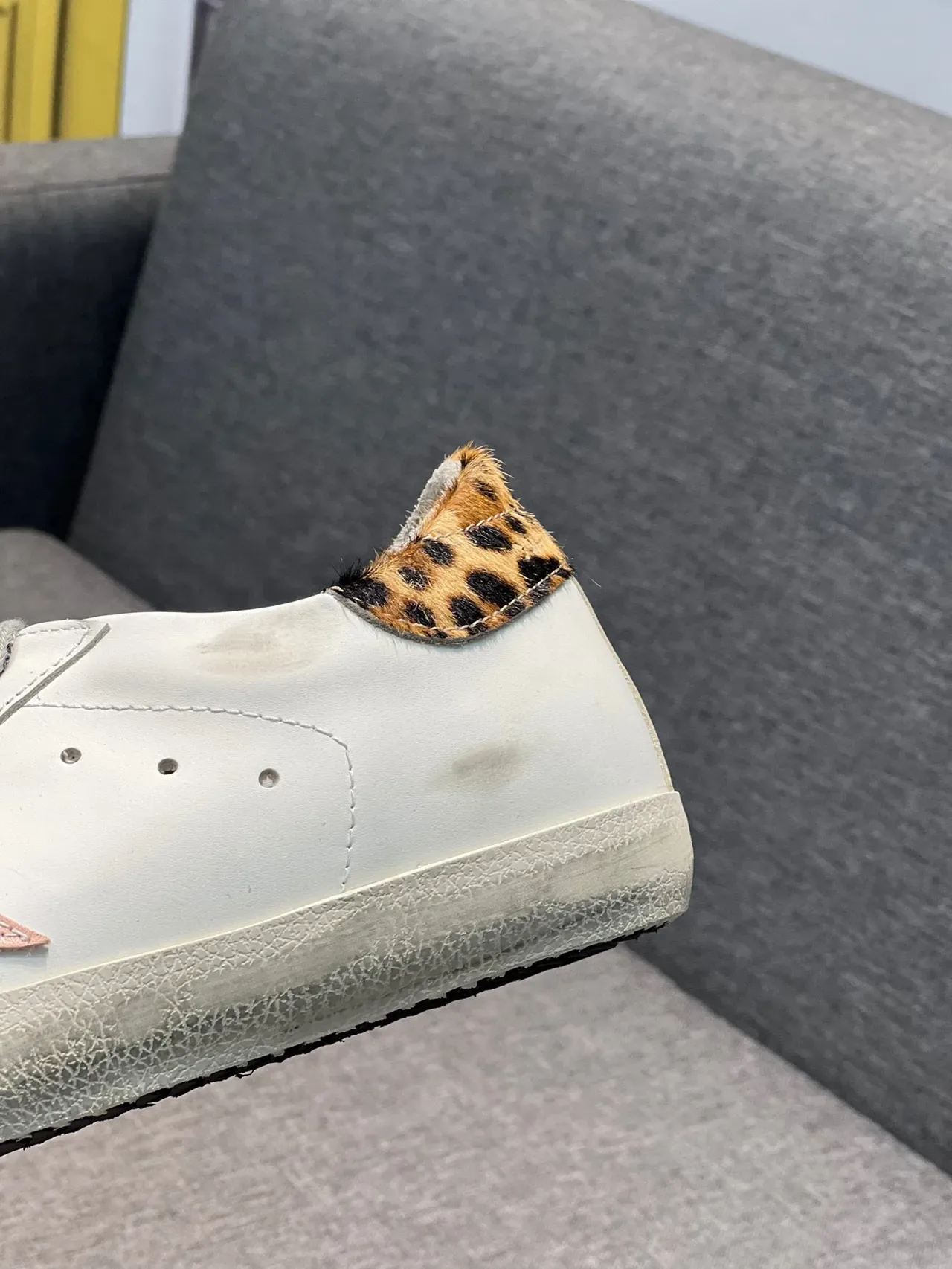 Golden Goose Superstar Sneaker Lifestyle Blanc Rose Étoile Brillante Léopard Talon 8