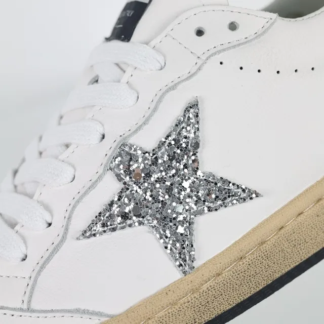 Golden Goose White Red Leather Glitter Star Appliqué Lifestyle Sneakers 6