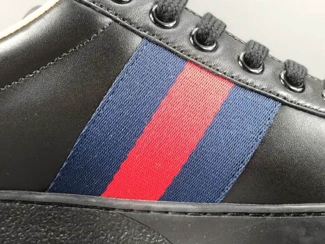 Gucci Ace Black Red Blue Web Stripe Bee Embroidery Lifestyle Sneakers 3