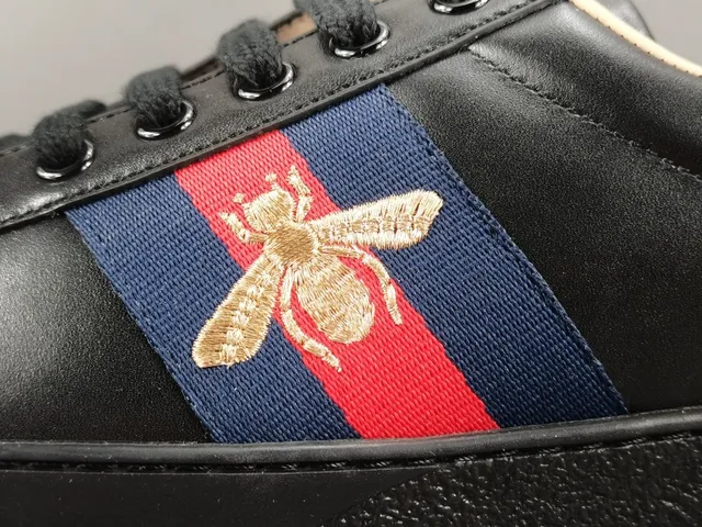 Gucci Ace Black Red Blue Web Stripe Bee Embroidery Lifestyle Sneakers 7