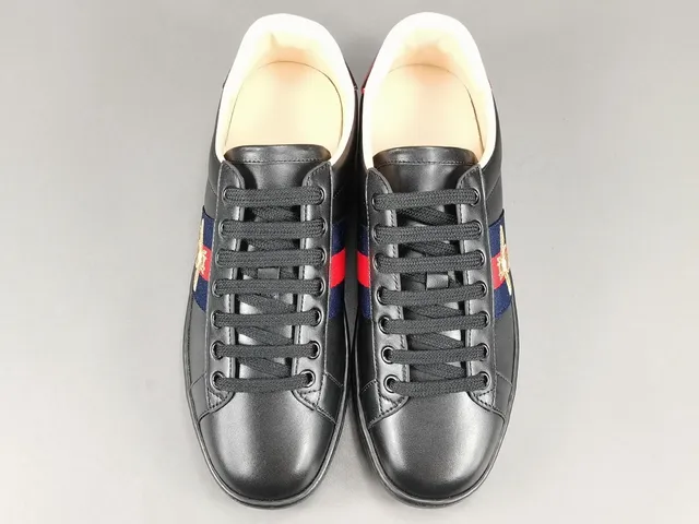 Gucci Ace Black Red Blue Web Stripe Bee Embroidery Lifestyle Sneakers 13
