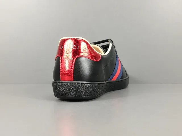 Gucci Ace Black Red Blue Web Stripe Bee Embroidery Lifestyle Sneakers 14