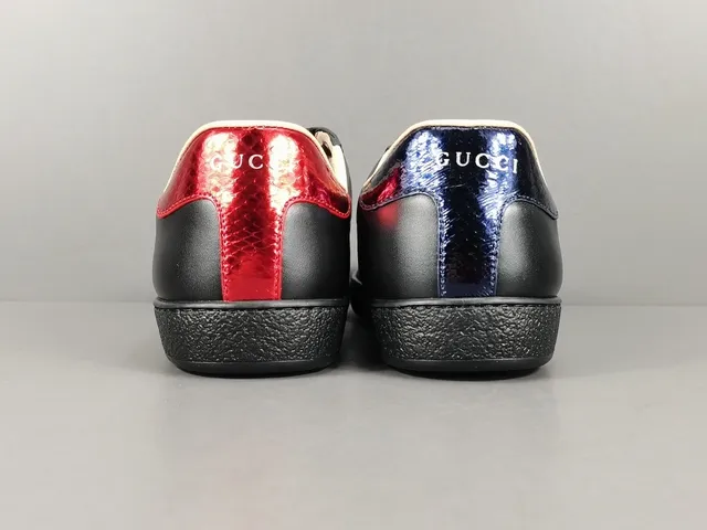 Gucci Ace Black Red Blue Web Stripe Bee Embroidery Lifestyle Sneakers 16