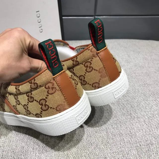 Gucci Ace marron blanc GG Supreme brodé NY Logo chaussures canvas 3