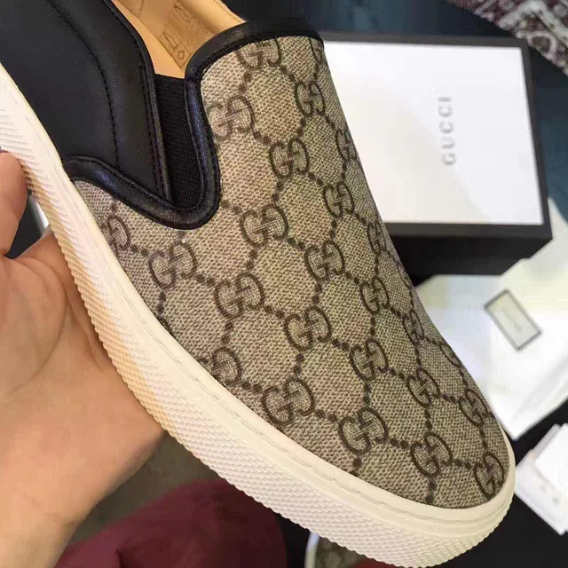 Gucci Ace Loafer GG Monogram Canvas Mocassins Noir Beige 5