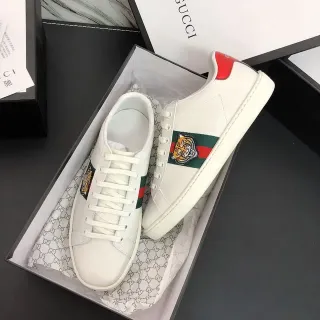 Gucci Ace Tiger Web Stripe White Leather Lifestyle Sneakers