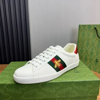 Gucci Ace أحذية أسلوب حياة أبيض أحمر أخضر شبكة شريط تطريز نحل