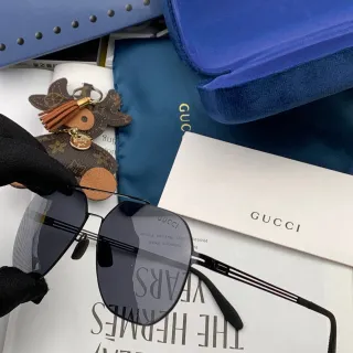 Gucci Aviator-Style Black Metal Frame Gradient Lens Sunglasses