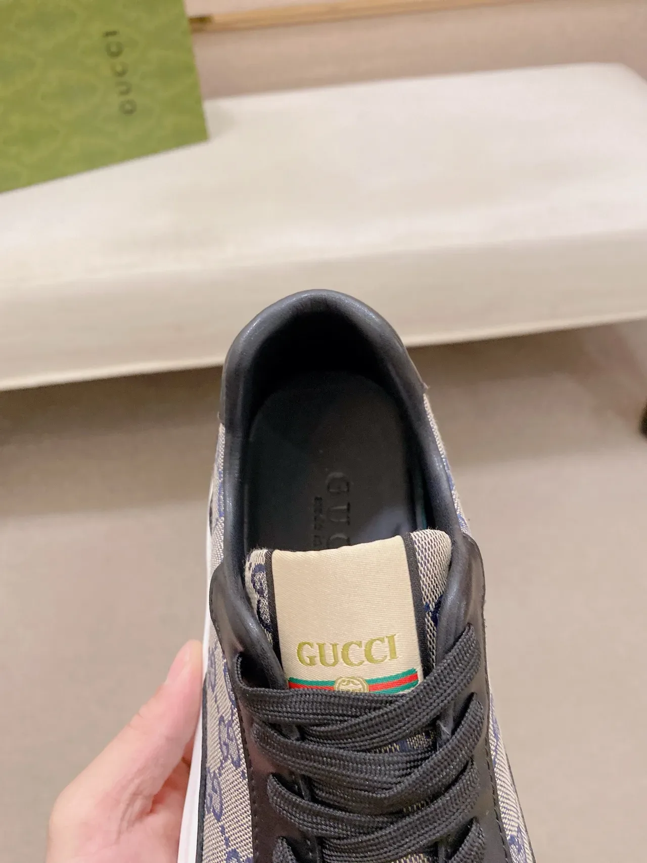 Gucci Beige Black GG Monogram Canvas Leather Overlays Lifestyle Sneakers 4