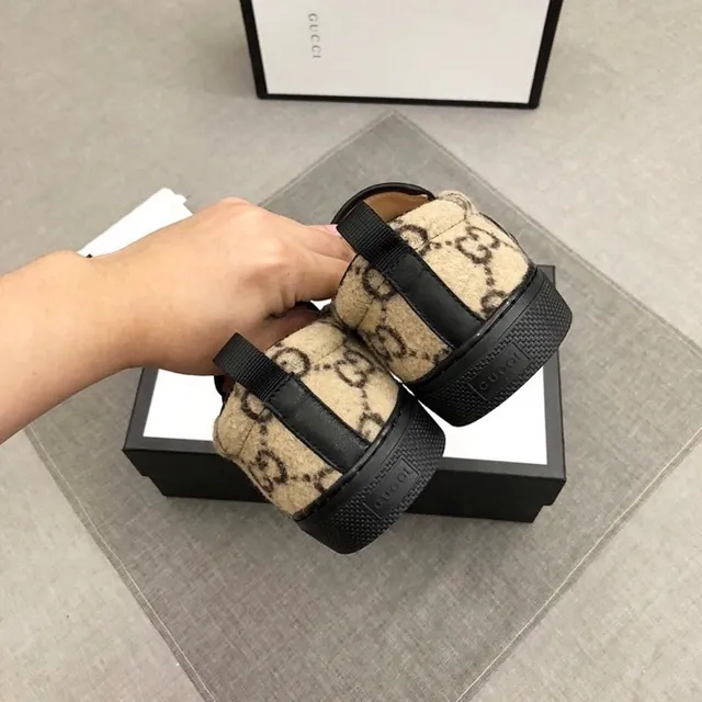 Gucci Beige Black GG Monogram Canvas Slip-On Loafer 3