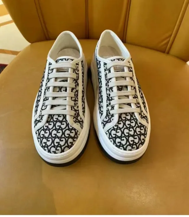 Gucci Beige Black GG Monogram Textile Chunky Platform Sole Lifestyle Sneakers 4