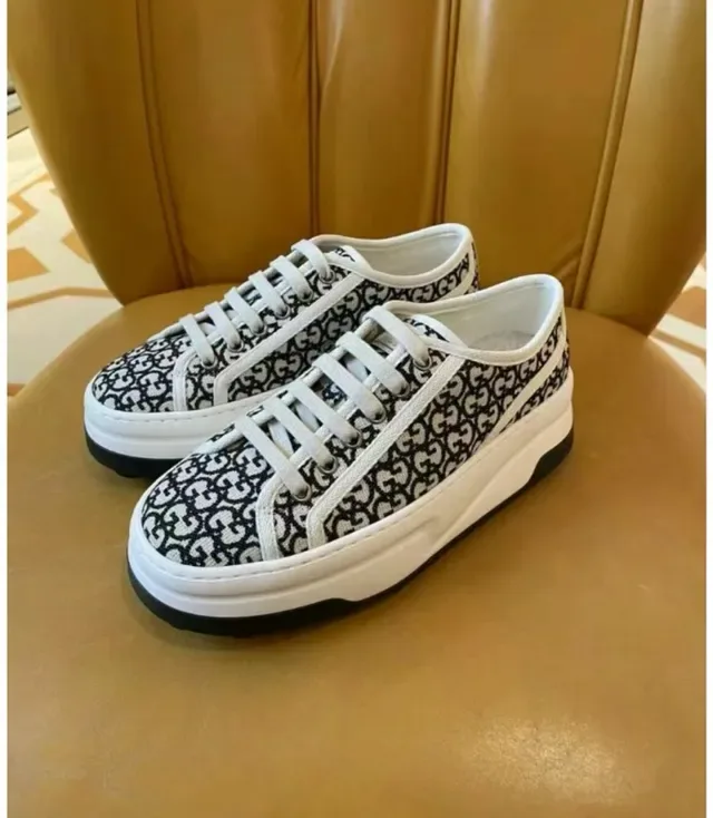 Gucci Beige Black GG Monogram Textile Chunky Platform Sole Lifestyle Sneakers 7