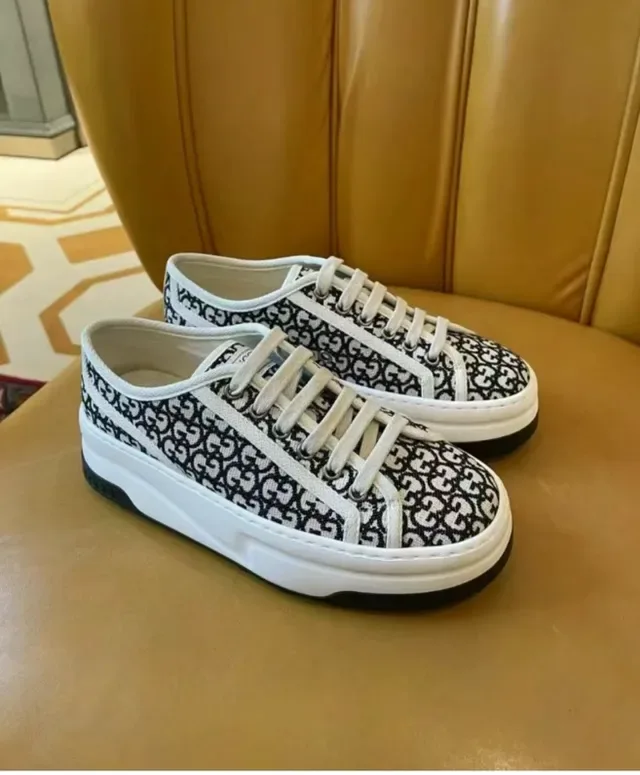 Gucci Beige Black GG Monogram Textile Chunky Platform Sole Lifestyle Sneakers 8