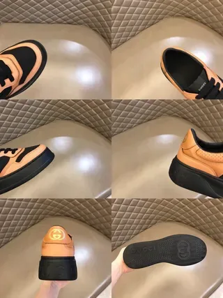 Gucci Beige Black Platform Sole Color-Blocked Leather And Textile Lifestyle Sneakers 2