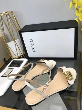 Gucci Beige Noir Sandales Gladiator Slingback Boucle Horsebit Buckle 7