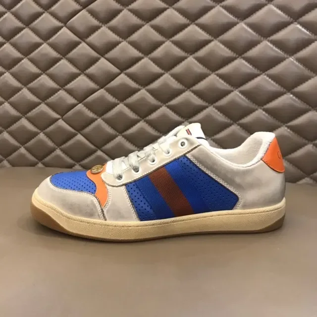 Gucci Beige Blue Low-Top Perforated Mesh Panels Lifestyle Sneakers 5