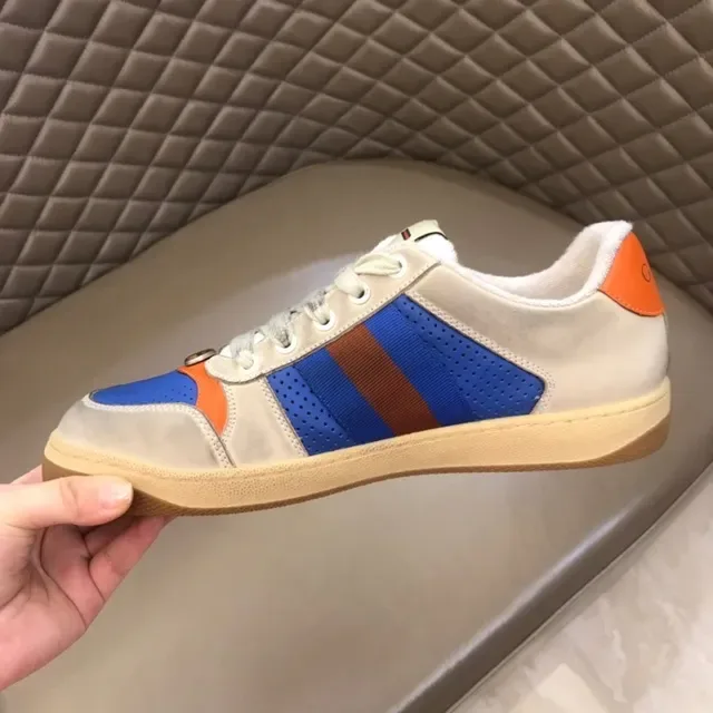 Gucci Beige Blue Low-Top Perforated Mesh Panels Lifestyle Sneakers 6