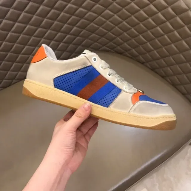 Gucci Beige Blue Low-Top Perforated Mesh Panels Lifestyle Sneakers 8